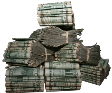 a pile of rolled up dollar bills