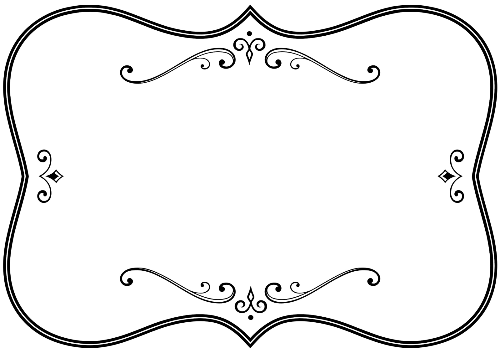 a black and white frame with scrolls