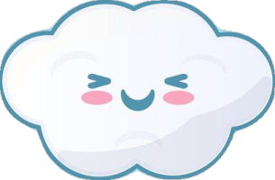 a white cloud with pink cheeks and eyes