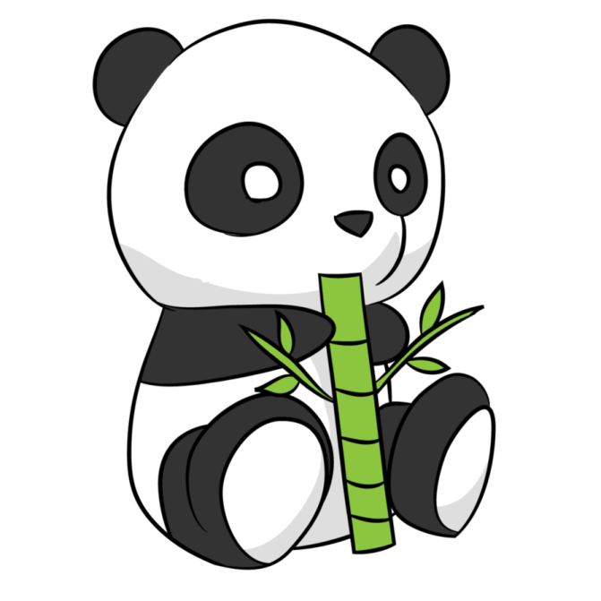 a panda bear with a bamboo sticker