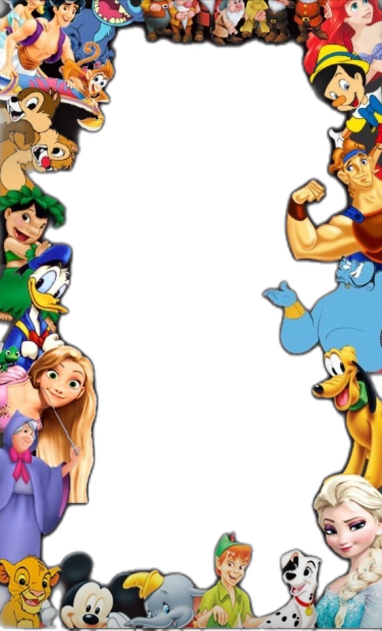 a frame with many disney characters