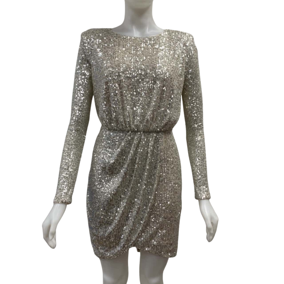 a silver dress on a manne