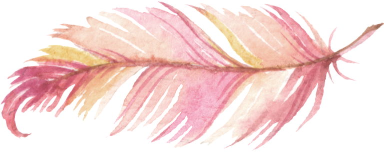 a watercolor painting of a pink and yellow feather