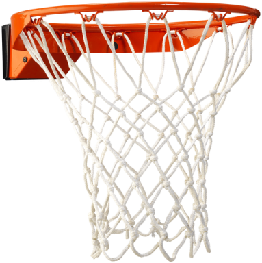 an orange and white basketball hoop