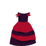 a red and black dress with a bow