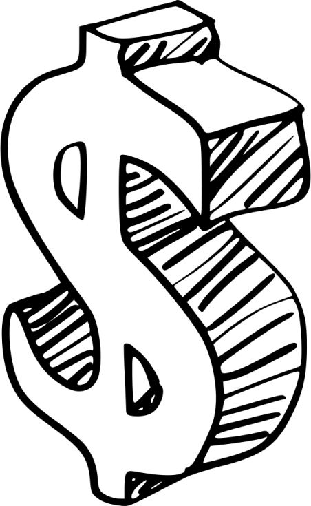 a dollar sign drawn in black and white