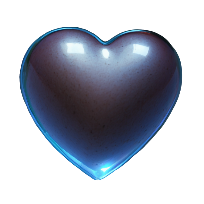a blue heart shaped object on a white background