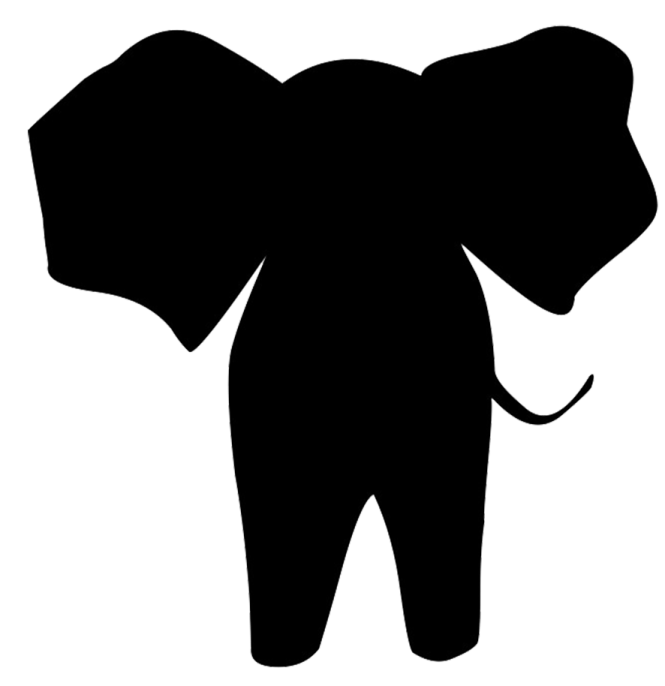 an elephant silhouetted on a white background