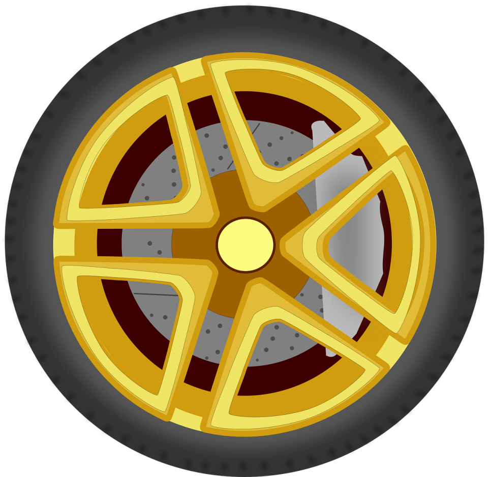 a yellow wheel on a white background