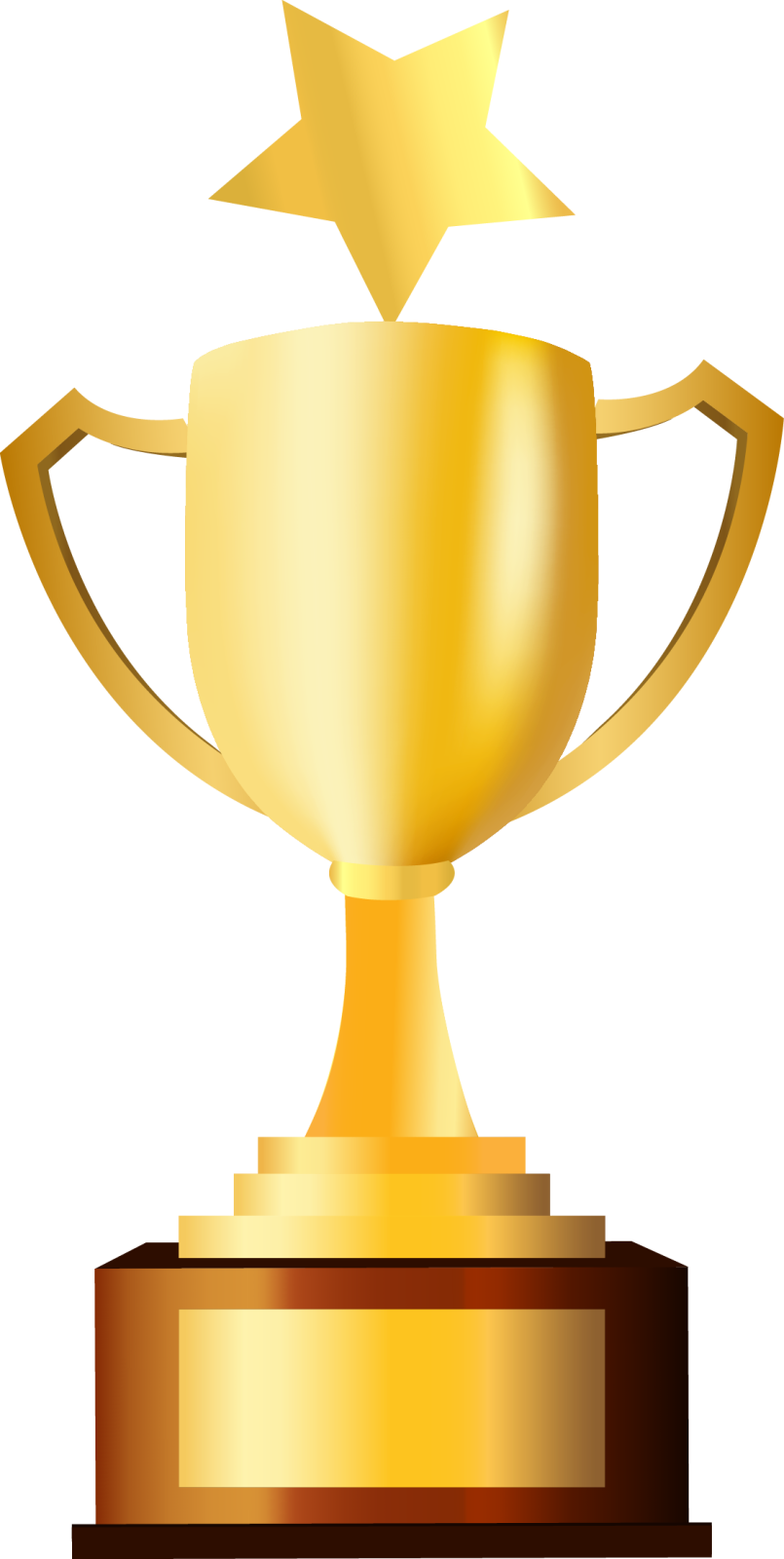 a gold trophy on a white background
