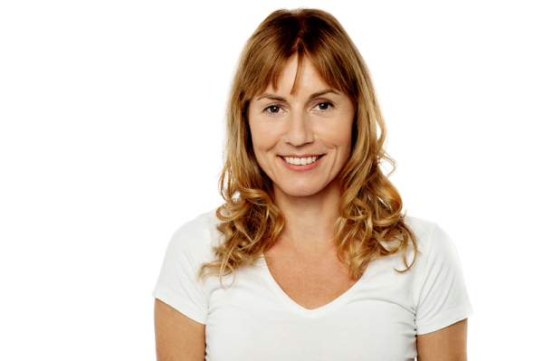 a woman wearing a white t - shirt