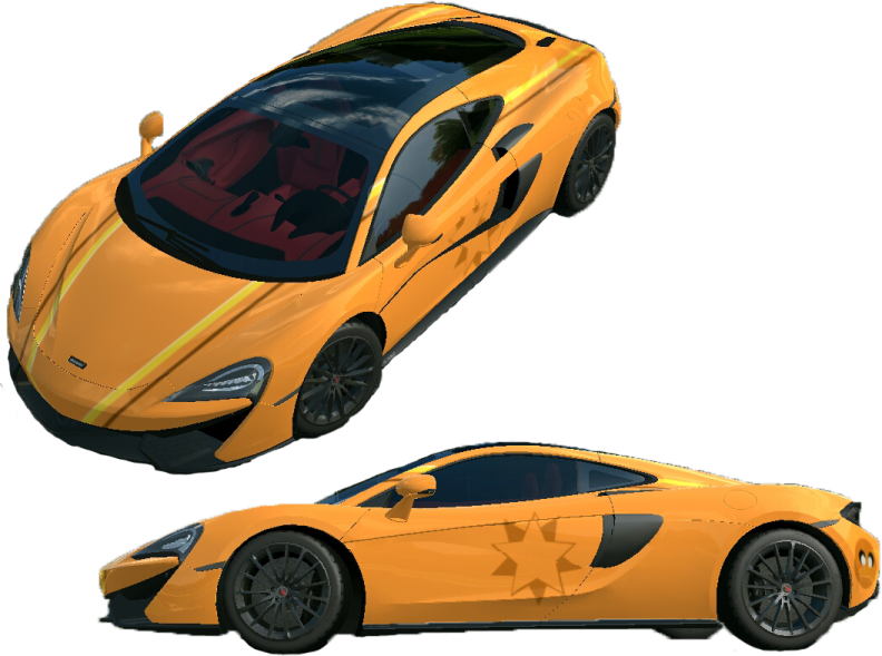an orange sports car on a white background