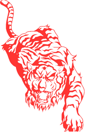 a black and white drawing of a tiger