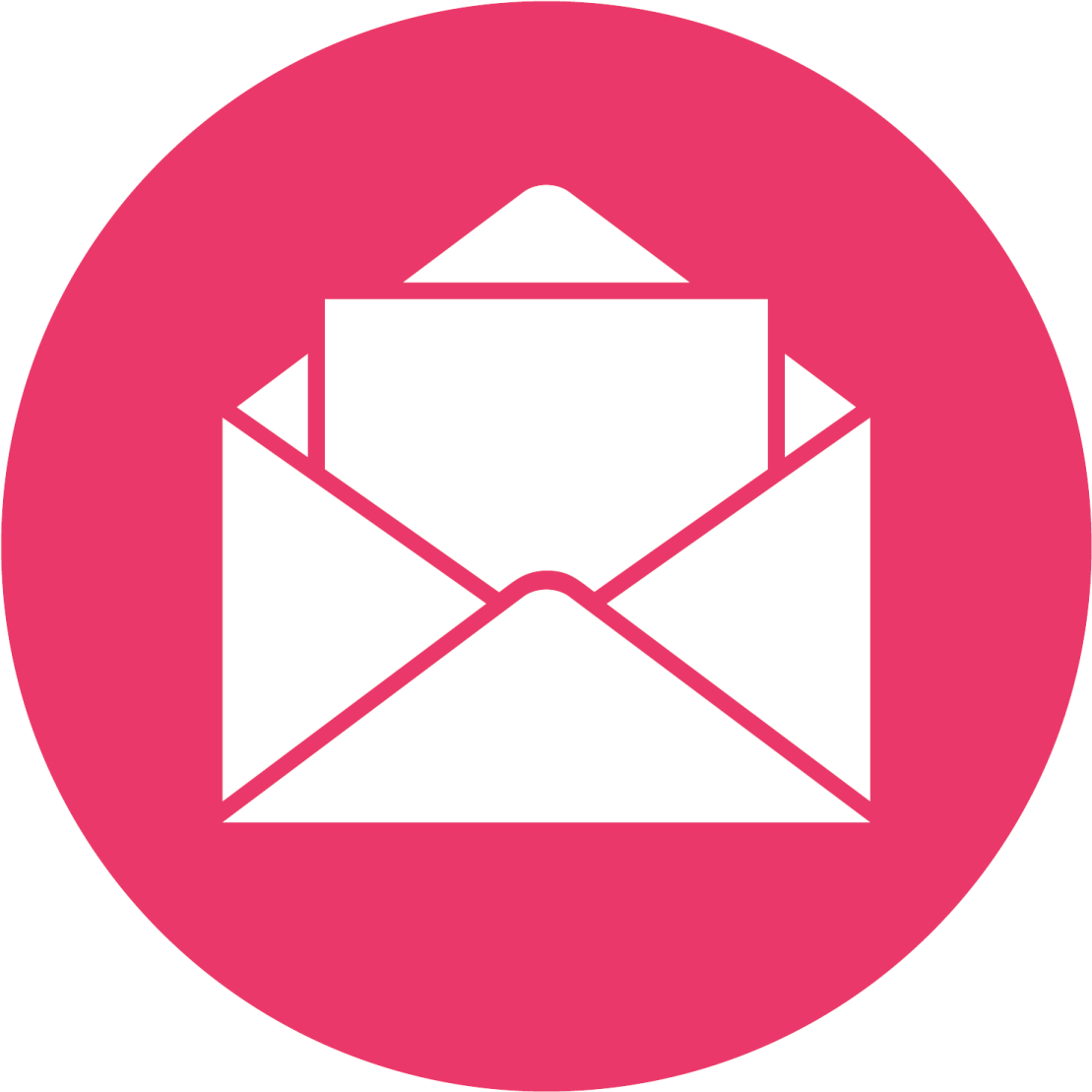 a pink circle with an envelope in it