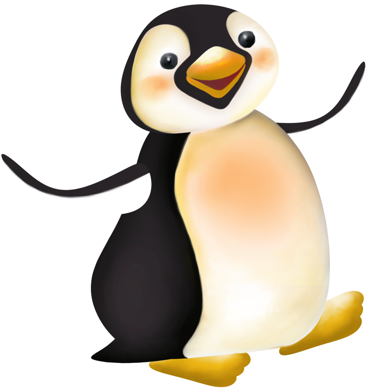 a cartoon penguin sitting on the ground