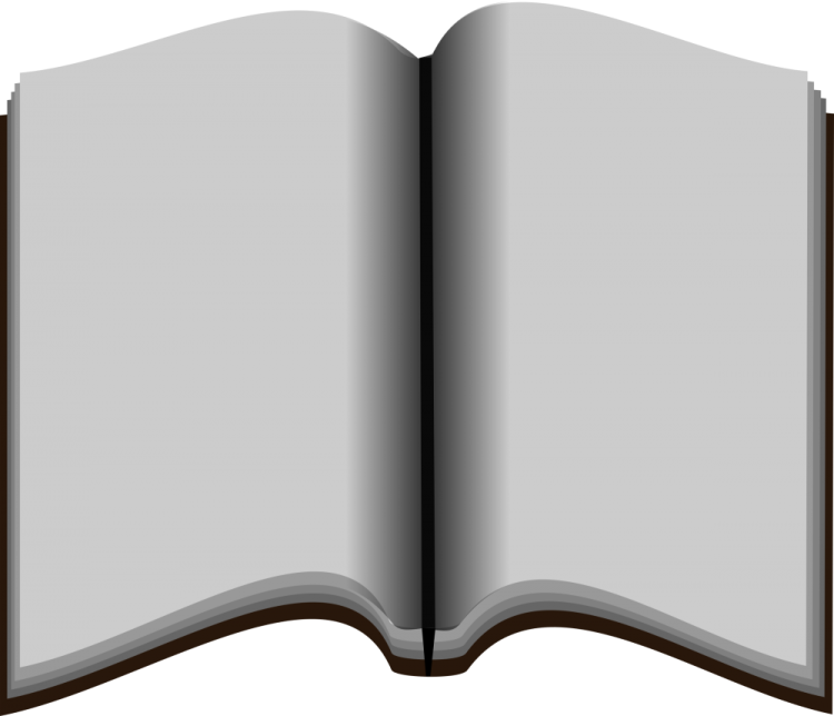 an open book on a white background