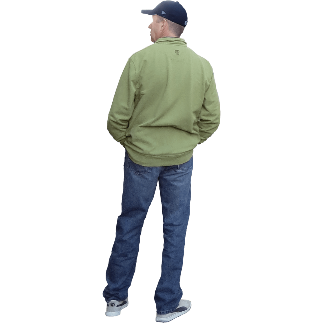 a man standing with his back to the camera