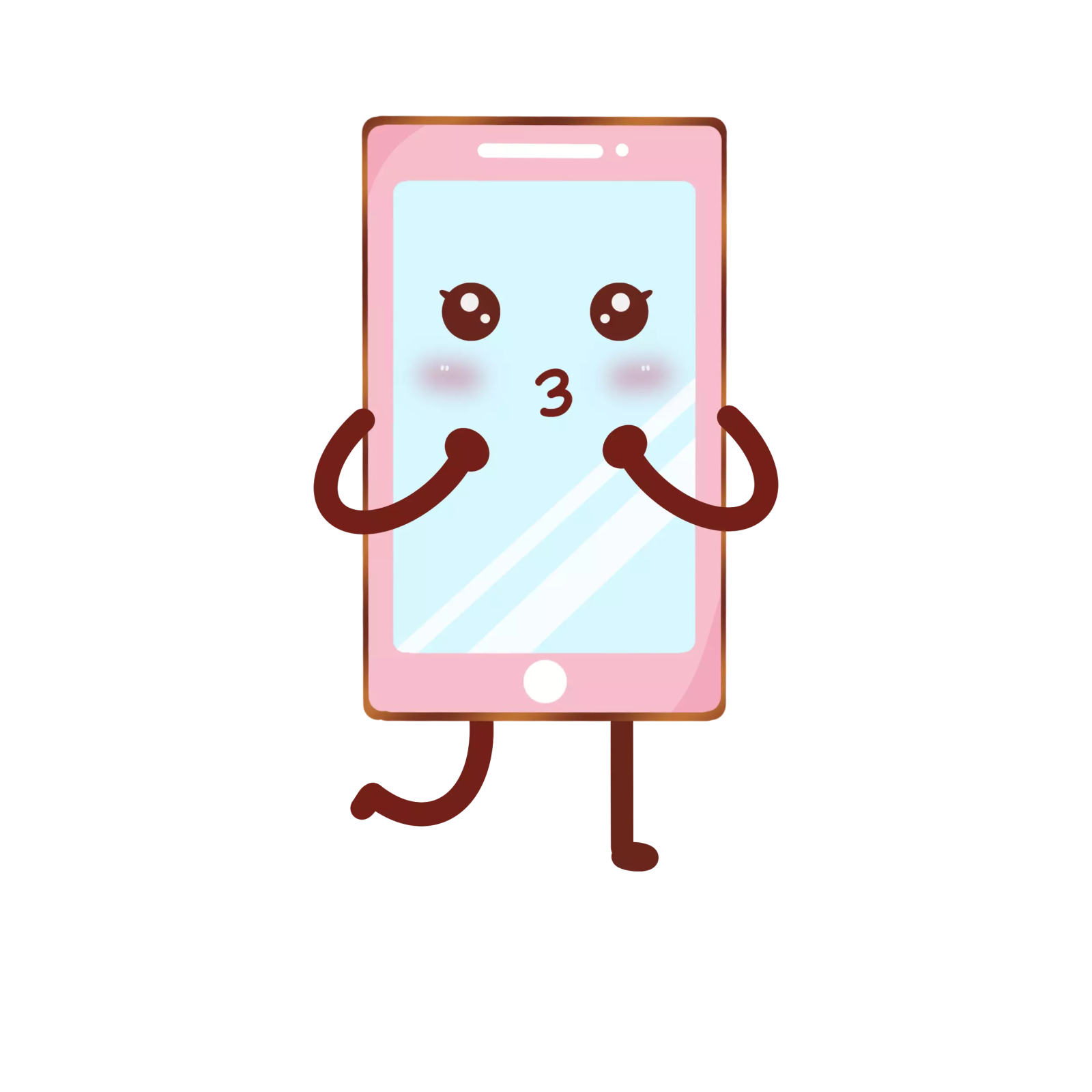 a cartoon phone with a sad face on it