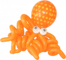 an orange octopus balloon with polka dots on it