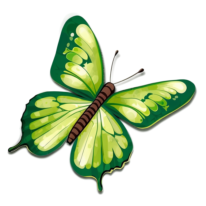 a green butterfly on a white background