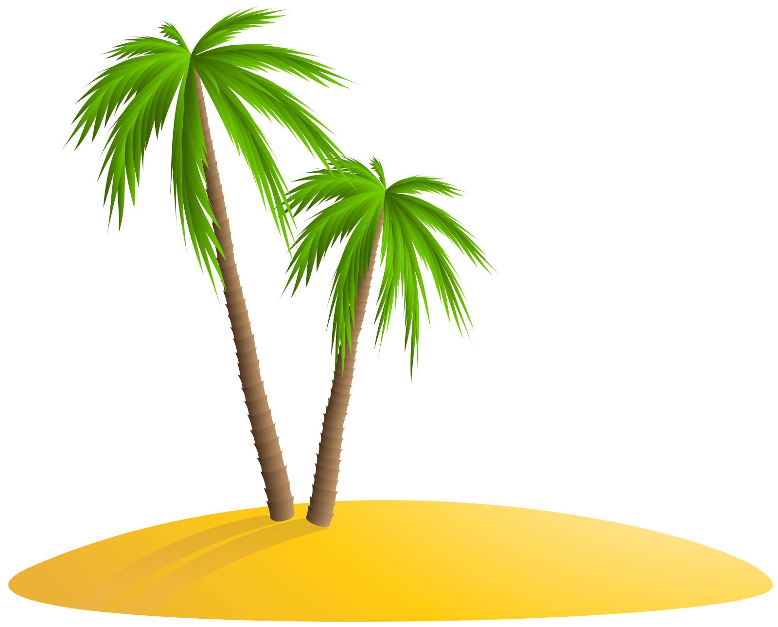 a small island with two palm trees