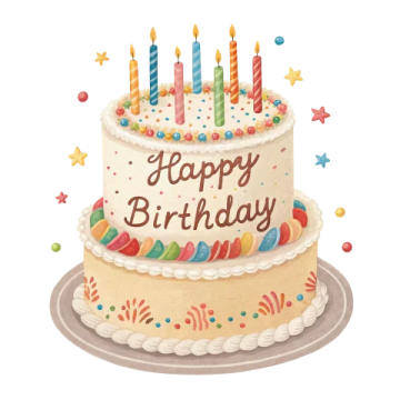 a birthday cake with candles on top of it