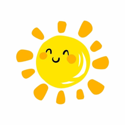 a cartoon sun with its eyes closed