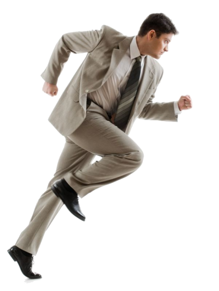 a man in a suit and tie is running