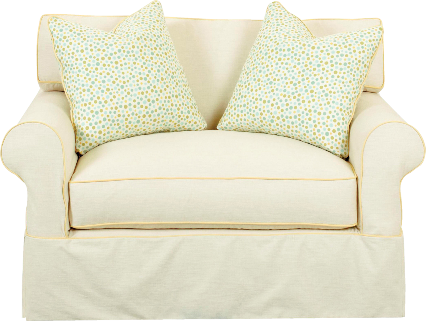 a chair with two pillows on it