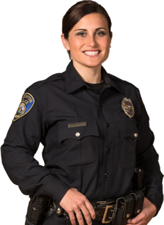 a female police officer posing for the camera
