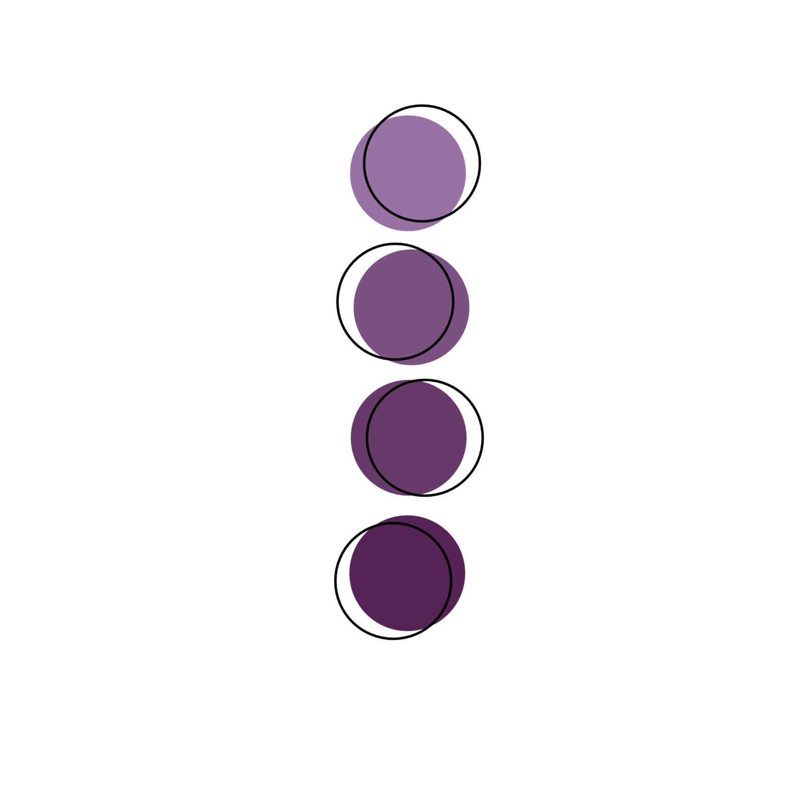 a drawing of three circles on a white background