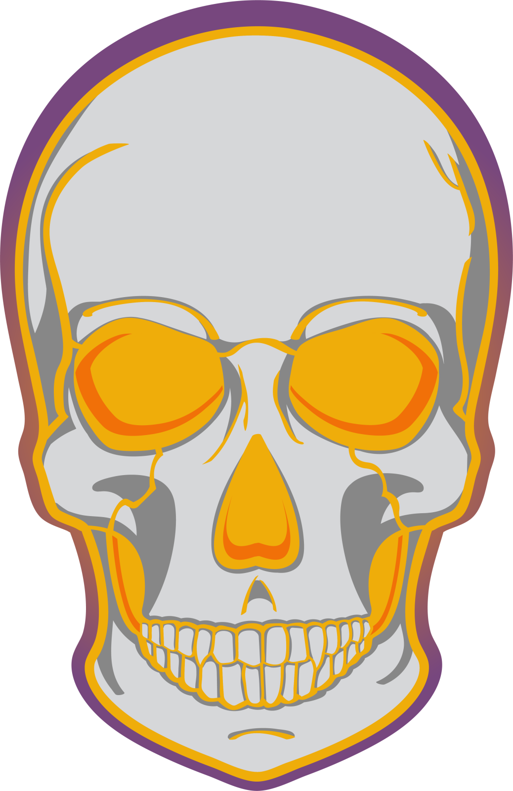 an image of a skull with orange eyes