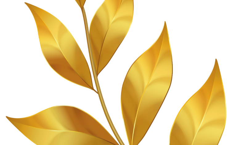 a golden leaf on white background