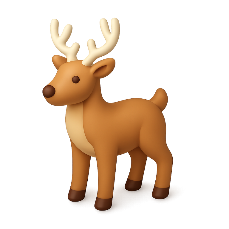a cartoon deer standing on a white background