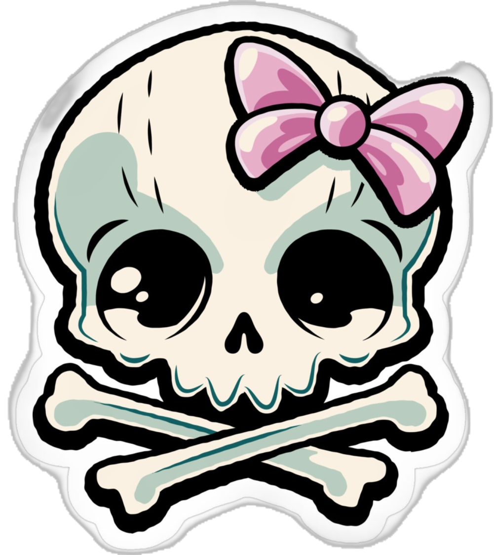 a skull with a bow and bones
