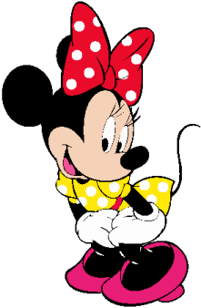 a minnie mouse with a red bow on her head