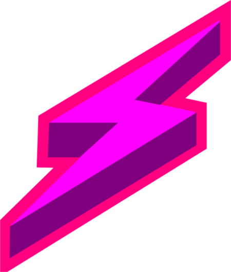 a pink lightning bolt on a white background
