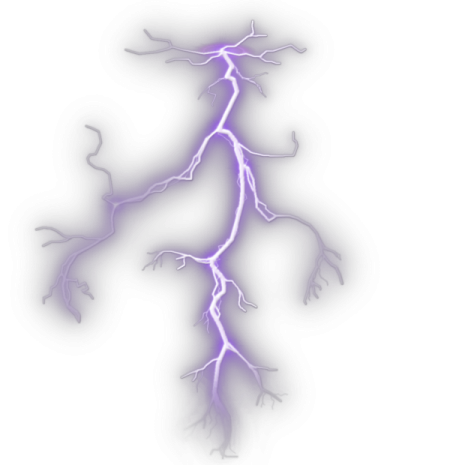 a purple lightning bolt on a white background