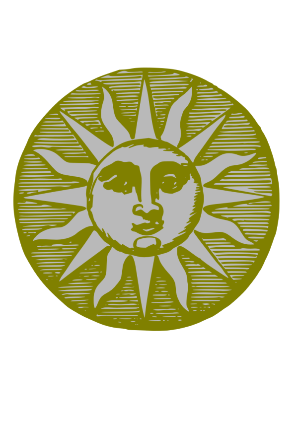 a sun with a face in the middle of it