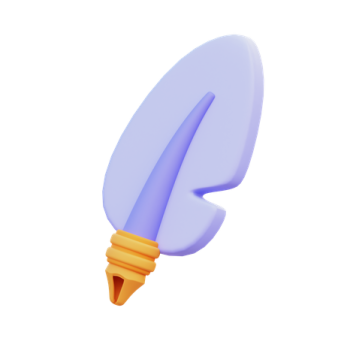 a blue feather with a yellow tip on it
