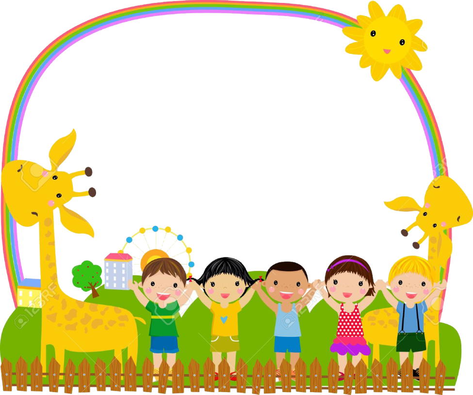 a group of children standing in front of a gi