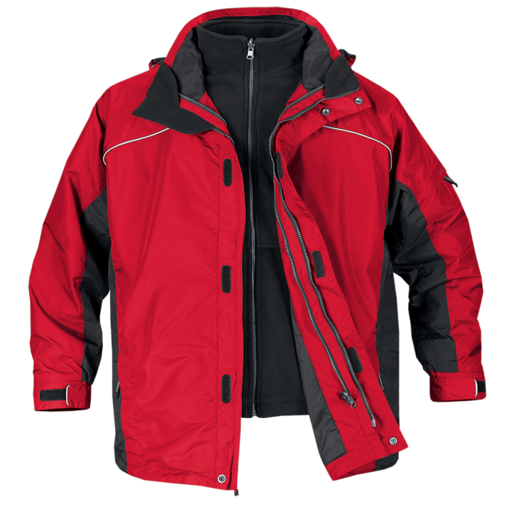 a red and black jacket