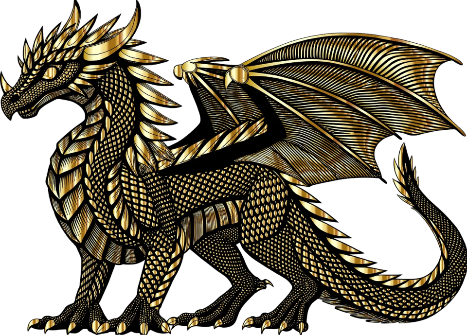 a gold and black dragon