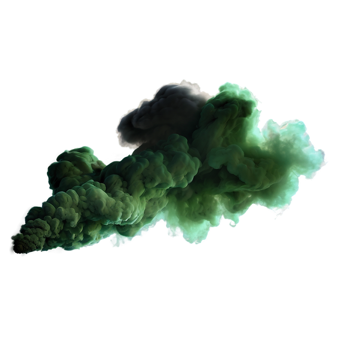 a cloud of green smoke on a white background