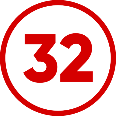 a red circle with the number 32 in it