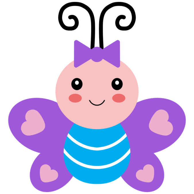 a purple butterfly sitting on top of a white background