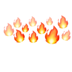 a group of flames on a white background