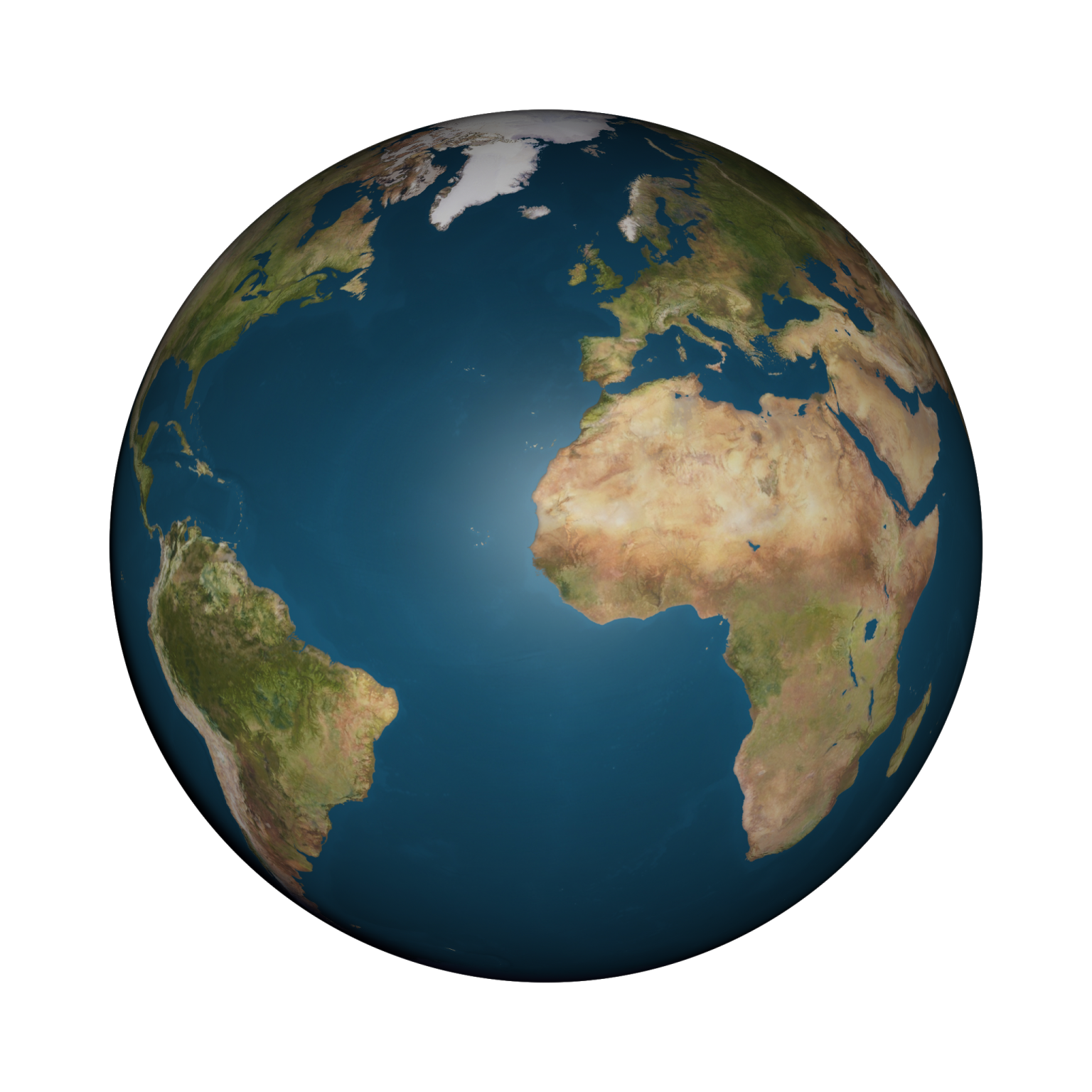 a blue and green globe with a white background