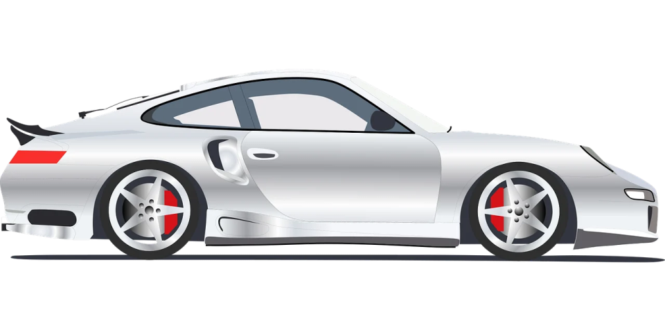 a white car with red rims