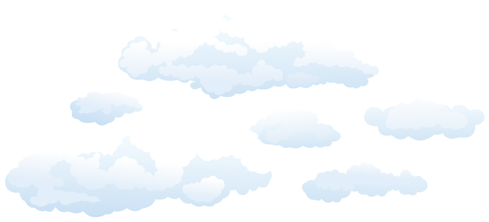 a group of clouds on a white background